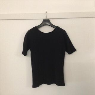 エムエムシックス(MM6)のMM6 メゾンマルジェラ　半袖カットソー　黒　リブ(Tシャツ(半袖/袖なし))