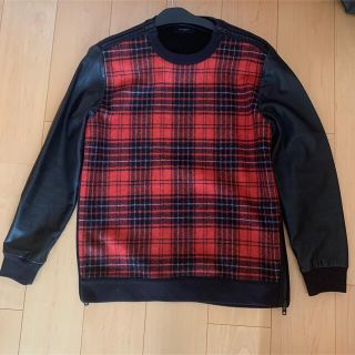 ジバンシィ(GIVENCHY)のGIVENCHY ジバンシー　メンズ　S 袖レザー　ニット　　14A/W(ニット/セーター)