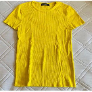 ザラ(ZARA)のリブニットTシャツ　ZARA イエロー　レモン　ビタミンカラー(Tシャツ(半袖/袖なし))