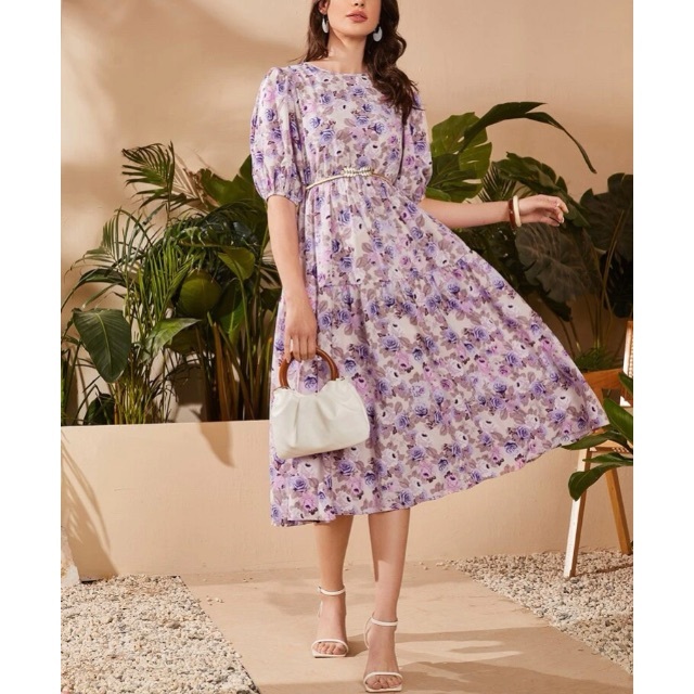 ❤️New❤️54 purple パープル フラワー 花柄 ワンピースの通販 ❤️New❤️54 purple パープル フラワー 花柄 ワンピースの通販