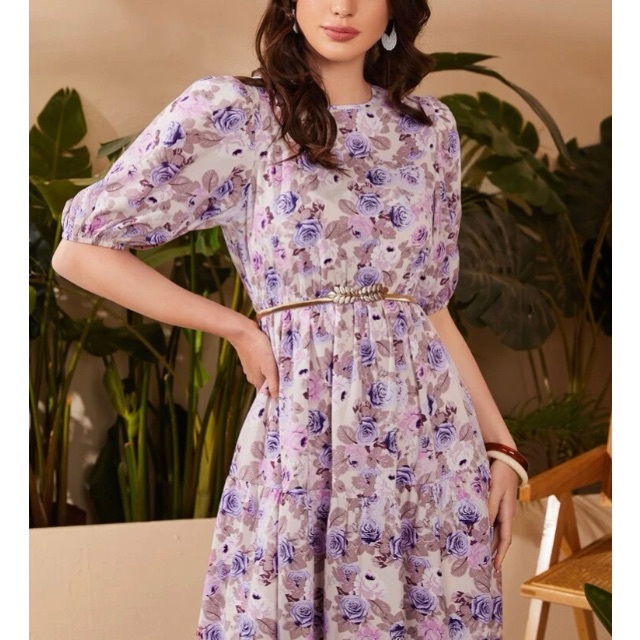 ❤️New❤️54 purple パープル フラワー 花柄 ワンピースの通販 ❤️New❤️54 purple パープル フラワー 花柄 ワンピースの通販