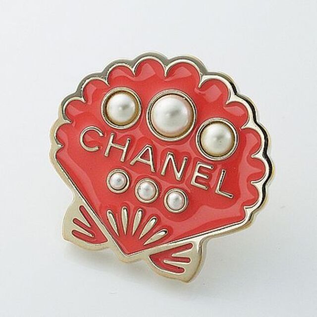 シャネル CHANEL フェイクパール 貝殻モチーフ ピンブローチ B17C-
