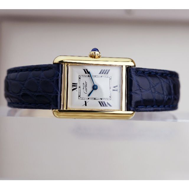 39CARTIER美品 カルティエ マスト タンク ホワイト ローマン SM Cartier