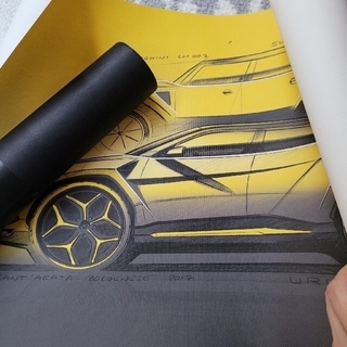 ランボルギーニ(Lamborghini)のランボルギーニウルス絵画ポスター+ラバーバンド3個+ウルスネックストラップセット(カタログ/マニュアル)