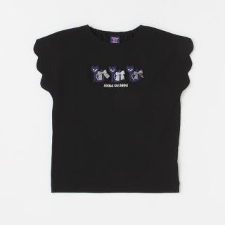 アナスイミニ(ANNA SUI mini)の新品タグ付　アナスイミニ  130 黒★ねこ三匹刺しゅう半袖Tシャツ(Tシャツ/カットソー)