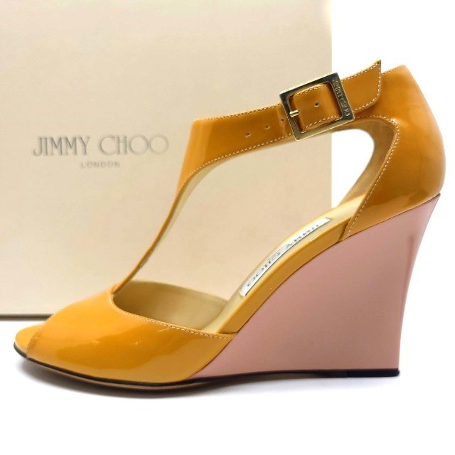 JIMMY CHOO(ジミーチュウ)のジミーチュウ パンプス サンダル ウェッジソール エナメル 36.5 23cm レディースの靴/シューズ(ハイヒール/パンプス)の商品写真
