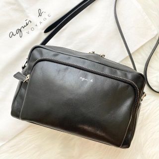 agnes b.　アンジェル　レザー　ショルダーバッグ　カメラバッグ　ブラウン