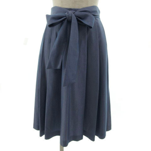 Couture Brooch(クチュールブローチ)のクチュールブローチ スカート フレア プリーツ ひざ丈 ベルト付き 青 38 レディースのスカート(ひざ丈スカート)の商品写真