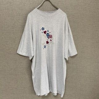 90s ビンテージ　アメリカ製　USA製　ハート　アメリカ国旗　アメリカ古着(Tシャツ/カットソー(半袖/袖なし))