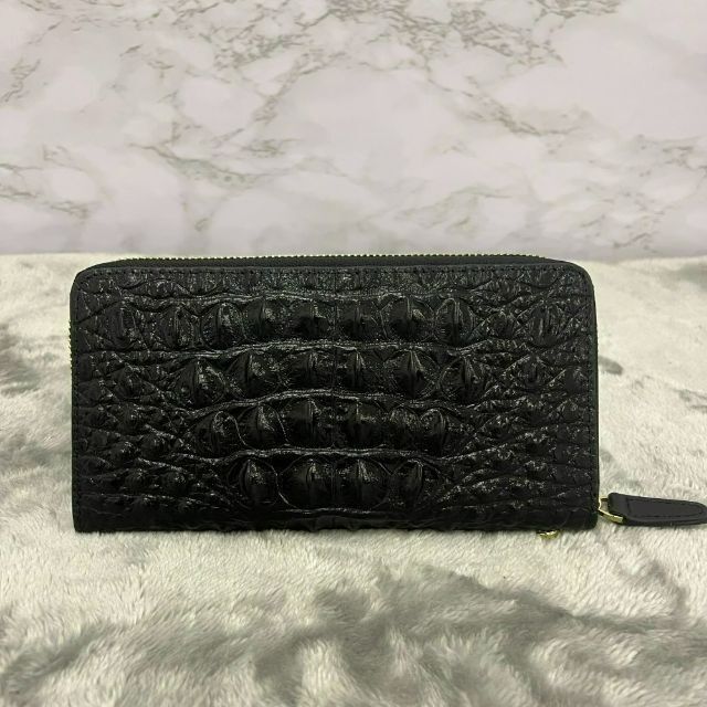 ラスト1点 王冠 クロコダイル ワニ革 長財布 メンズ ブラック 黒 ラスト1点 王冠 クロコダイル ワニ革 長財布 メンズ ブラック 黒