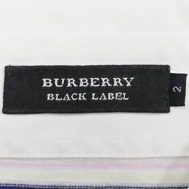 BURBERRY BLACK LABEL(バーバリーブラックレーベル)の日本製 バーバリー 廃盤 ポロシャツ M 白 ボーダー メンズ HN1636 メンズのトップス(ポロシャツ)の商品写真