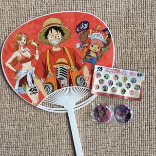 ワンピース(ONE PIECE)のくら寿司×ワンピース　うちわ ピンバッジ オリジナルマグネット(キャラクターグッズ)