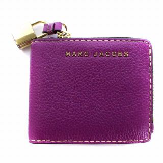 マークジェイコブス(MARC JACOBS)のマークジェイコブス 財布 二つ折り ラウンドファスナー ミニ レザー 黄 紫(財布)