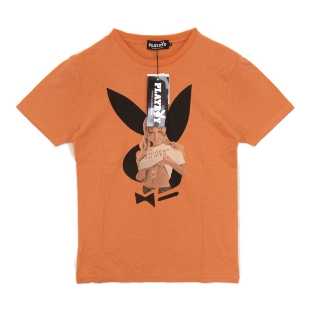 HYSTERIC GLAMOUR(ヒステリックグラマー)のHYSTERIC GLAMOUR ヒステリックグラマー × PLAYBOY プレイボーイ 1242CT02 SEPTEMBER 69 プリント Tシャツ オレンジ系 S【新古品】【未使用】【中古】 メンズのトップス(Tシャツ/カットソー(半袖/袖なし))の商品写真