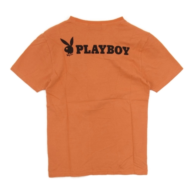 HYSTERIC GLAMOUR(ヒステリックグラマー)のHYSTERIC GLAMOUR ヒステリックグラマー × PLAYBOY プレイボーイ 1242CT02 SEPTEMBER 69 プリント Tシャツ オレンジ系 S【新古品】【未使用】【中古】 メンズのトップス(Tシャツ/カットソー(半袖/袖なし))の商品写真