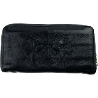 クロムハーツ(Chrome Hearts)のCHROME HEARTS クロムハーツ（原本無） 財布 REC F ZIP 3 セメタリークロス ラウンドジップ  レザー ウォレット　 ブラック系【中古】(長財布)