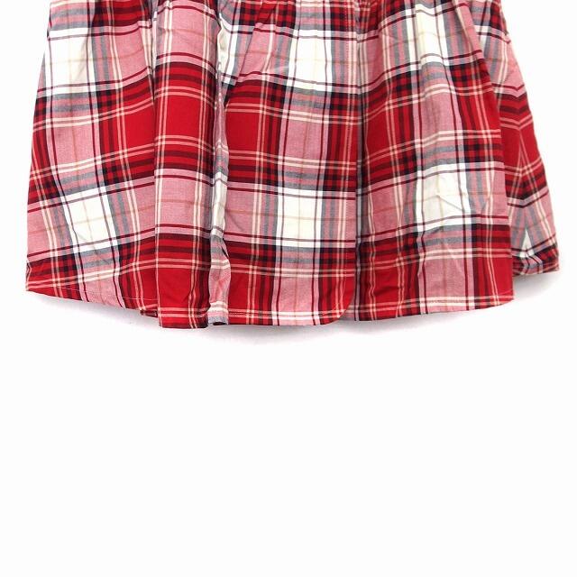 Yorkland(ヨークランド)のヨークランド スカート フレア ギャザー 膝丈 コットン チェック 11 レッド レディースのスカート(ひざ丈スカート)の商品写真
