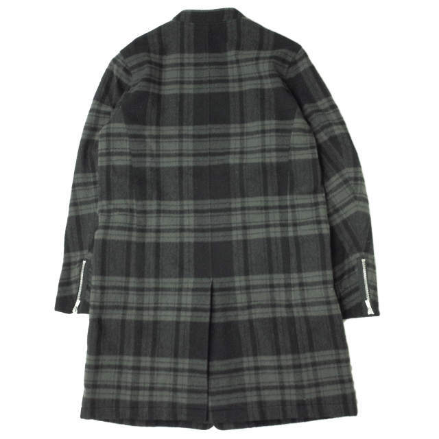 nonnative(ノンネイティブ)のnonnative ノンネイティブ 日本製 CONTRACTOR COAT W/N PLAID CHECK ウールチェックノーカラーコート 2218061 1 グレー/ブラック アウター【中古】【nonnative】 メンズのジャケット/アウター(ノーカラージャケット)の商品写真