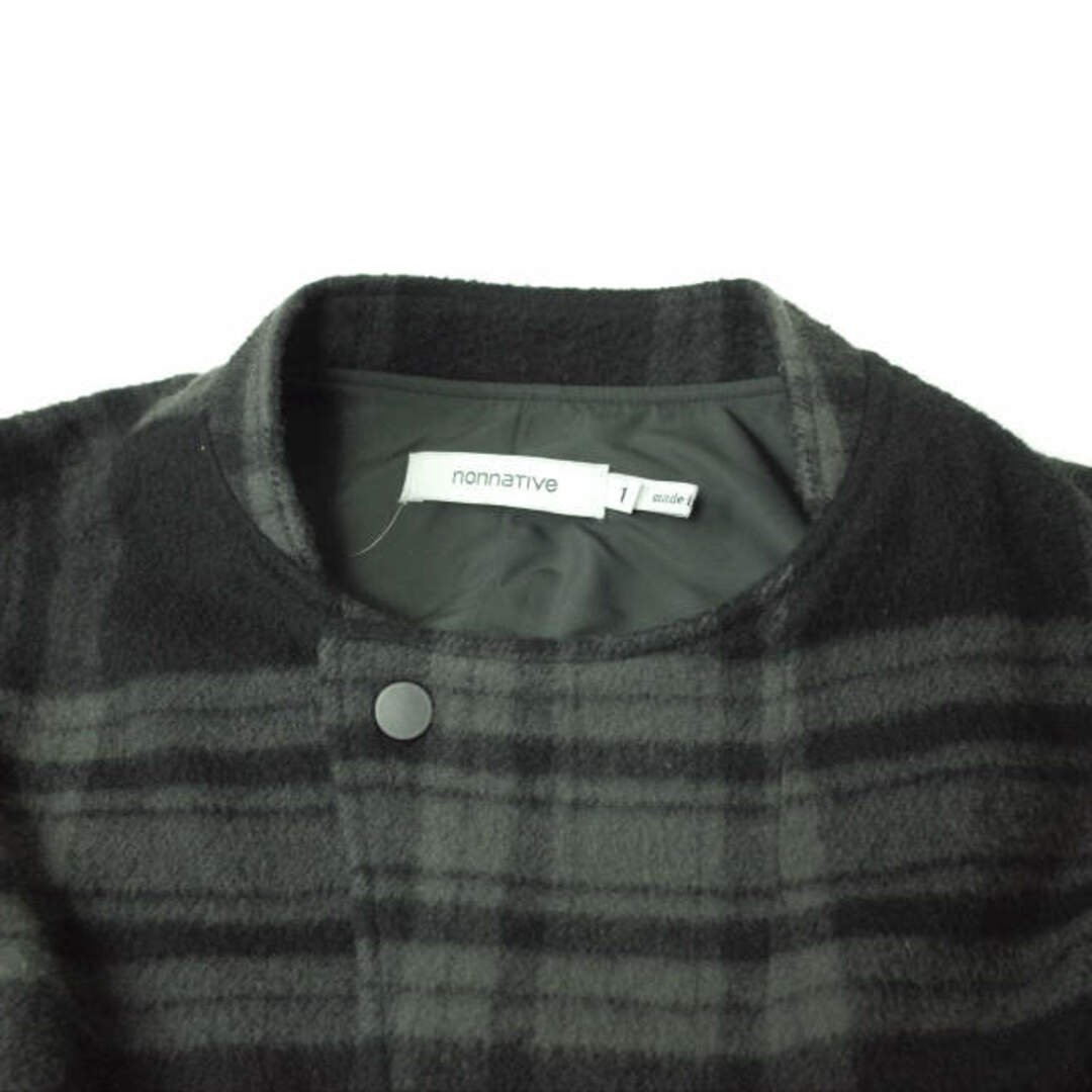 nonnative ノンネイティブ 日本製 CONTRACTOR COAT W/N PLAID CHECK ウールチェックノーカラーコート  2218061 1 グレー/ブラック アウター【中古】【nonnative】