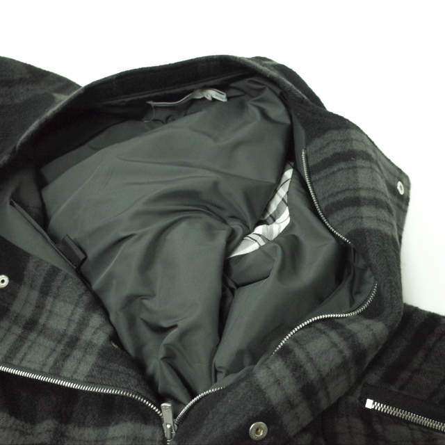 nonnative ノンネイティブ 日本製 CONTRACTOR COAT W/N PLAID CHECK ウールチェックノーカラーコート  2218061 1 グレー/ブラック アウター【中古】【nonnative】