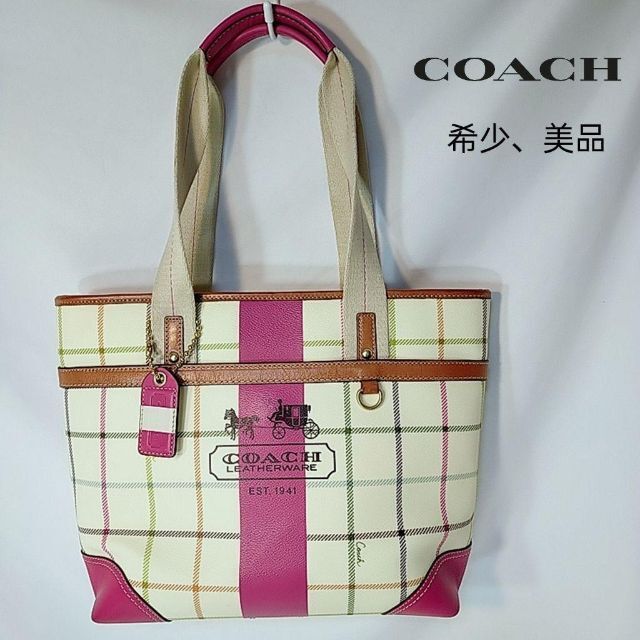 美品□ COACH コーチ トートバッグ 本革 シグネチャー 正規品 - トート