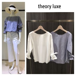 セオリーリュクス(Theory luxe)の極美品　theoryluxe　デザインスリーブストライプブラウス(シャツ/ブラウス(長袖/七分))