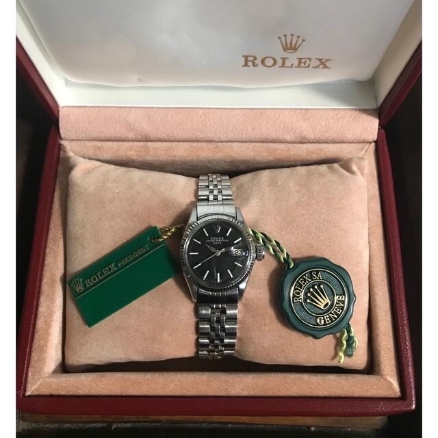 ROLEXオイスターパーペチュアルデイト6917正規品美品黒文字盤レディース