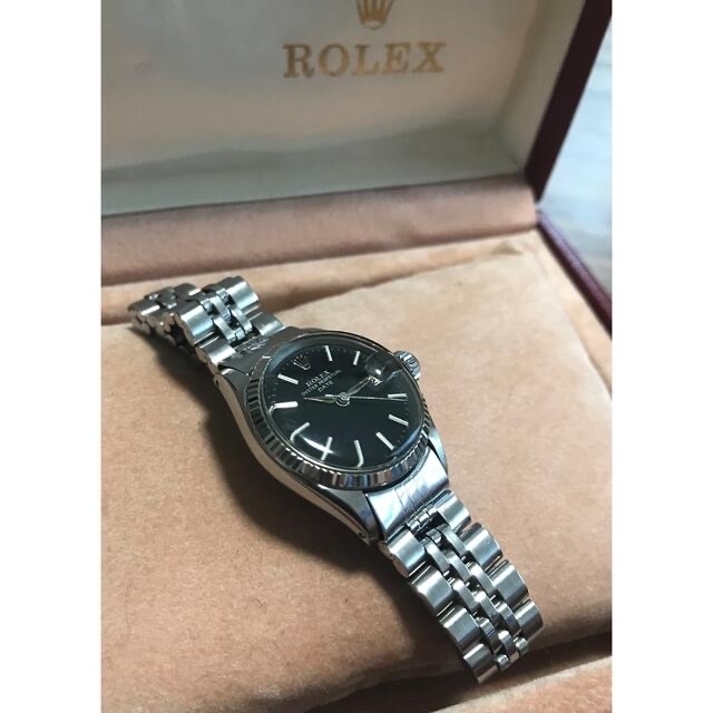 ROLEXオイスターパーペチュアルデイト6917正規品美品黒文字盤レディース