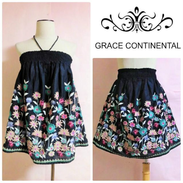 GRACE CONTINENTAL(グレースコンチネンタル)の【グレースコンチネンタル】2WAY総刺繍スカート兼トップス☆ネイビー レディースのトップス(シャツ/ブラウス(半袖/袖なし))の商品写真