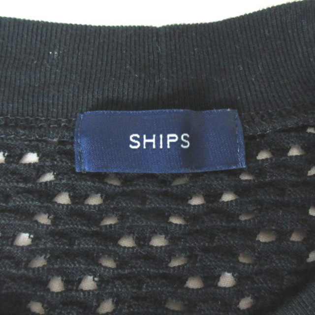 SHIPS(シップス)のシップス SHIPS アイレットクルーネック プルオーバー 半袖 ブラック レディースのトップス(カットソー(半袖/袖なし))の商品写真