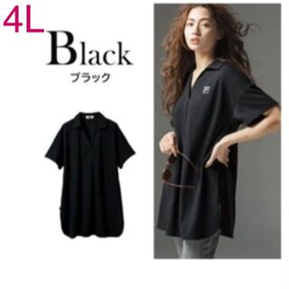 フィラ(FILA)の♦︎新品♦︎ ＜ＦＩＬＡ＞鹿の子チュニックポロシャツ　ブラック4L(ポロシャツ)