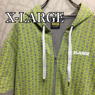 エクストララージ(XLARGE)の【激レア】エクストララージ　パーカー　半袖　胸ロゴ　ライトグリーン　フード(パーカー)