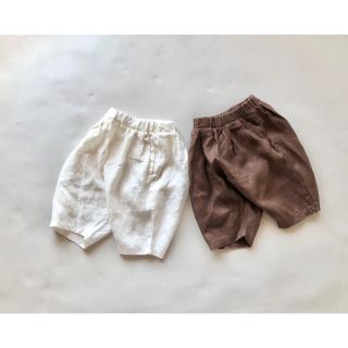 新品　リネンゆるハーフパンツ　女の子　男の子　無地　ボトムス　シンプル(パンツ/スパッツ)