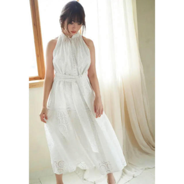 【Her lip to】Lace-trimmed Belted Dressひざ丈ワンピース