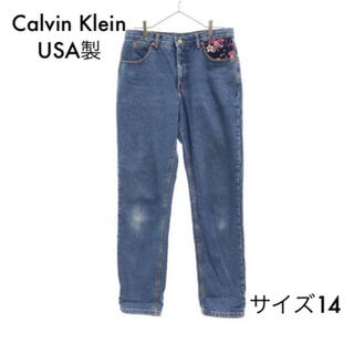 シーケーカルバンクライン(ck Calvin Klein)のカルバンクライン USA製 和柄リメイク テーパードデニムパンツ 14(デニム/ジーンズ)