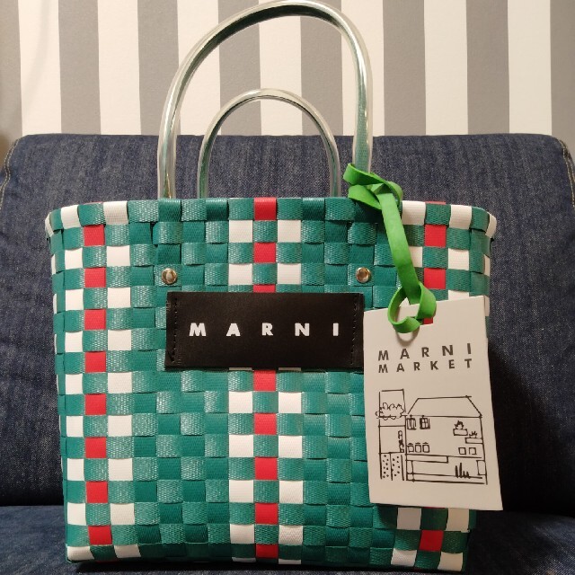 バッグを 23SS 最新作 MARNI マルニ TAHA かごバッグ ターコイズ バーガンデ