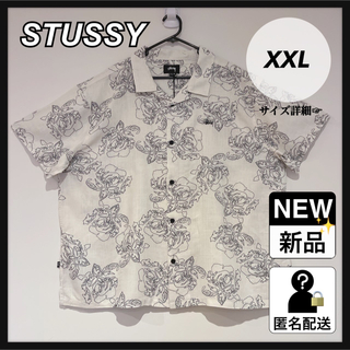 ステューシー(STUSSY)の新品タグ付き 海外限定 STUSSY リネン 刺繍 オープンカラー アロハシャツ(シャツ)
