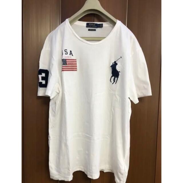 USラルフローレンUSA国旗ビックポニー刺繍Tシャツ