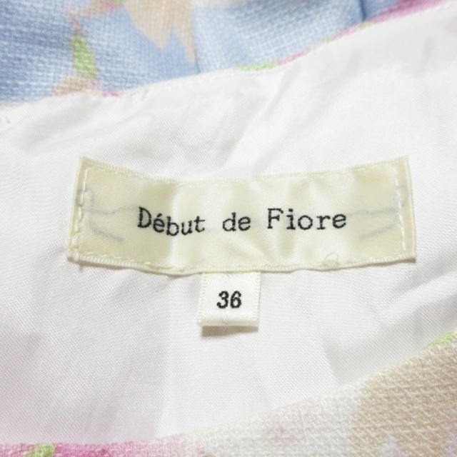 Debut de Fiore(デビュードフィオレ)のデビュー ド フィオレ ワンピース ひざ丈 半袖 花柄 ボーダー 36 水色 レディースのワンピース(ひざ丈ワンピース)の商品写真