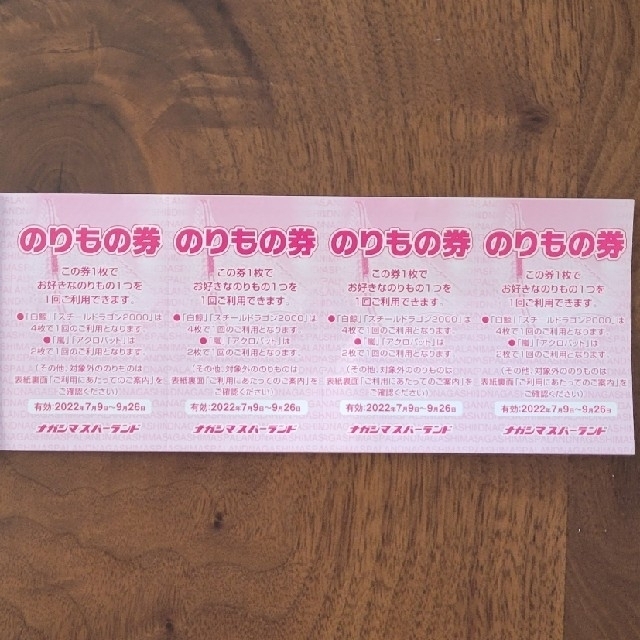 ナガシマスパーランド ワイドクーポン 3冊セット チケットの施設利用券(プール)の商品写真