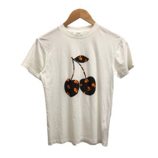 アザー(other)のガニー GANNI Ｔシャツ 半袖 プリント オフホワイト 黒 オレンジ(Tシャツ(半袖/袖なし))