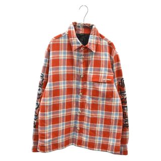 CHROME HEARTS クロムハーツ 22AW CH FLANNEL SHIRTS アームロゴ チェック柄 中綿 フランネルシャツ ジャケット スクロールラベル クロスボール キャラメル