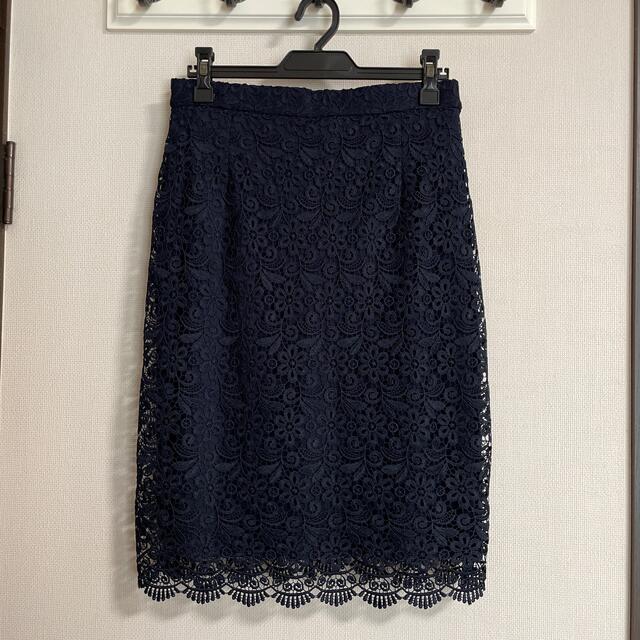 UNIQLO(ユニクロ)の新品 UNIQLO ユニクロ レーススカート L ネイビー 紺 レディースのスカート(ひざ丈スカート)の商品写真