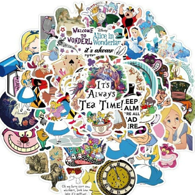 Disney(ディズニー)の【新品未使用】 不思議の国のアリス シール 48枚☆ディズニー 大きめステッカー エンタメ/ホビーのおもちゃ/ぬいぐるみ(キャラクターグッズ)の商品写真