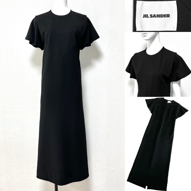 Jil Sander(ジルサンダー)のジルサンダー《近年デザイン》袖フリル マキシ丈 ロング ワンピース E3530 レディースのワンピース(ロングワンピース/マキシワンピース)の商品写真