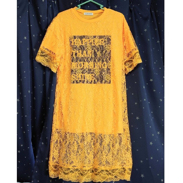 BROWNY(ブラウニー)の★BROWNY　レース レイヤード ロング Tシャツ　オレンジ★ レディースのトップス(Tシャツ(半袖/袖なし))の商品写真