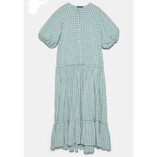 ザラ(ZARA)の【ZARA】ギンガムチェックワンピース　ゆったりマキシ　新品タグ付(ロングワンピース/マキシワンピース)