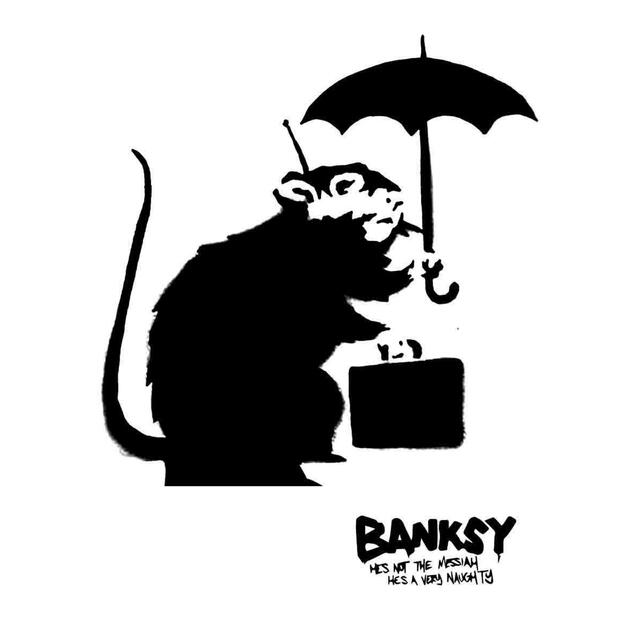新品 ビッグプリント バンクシー 東京 傘 鼠 ネズミ マウス アート パーカー
