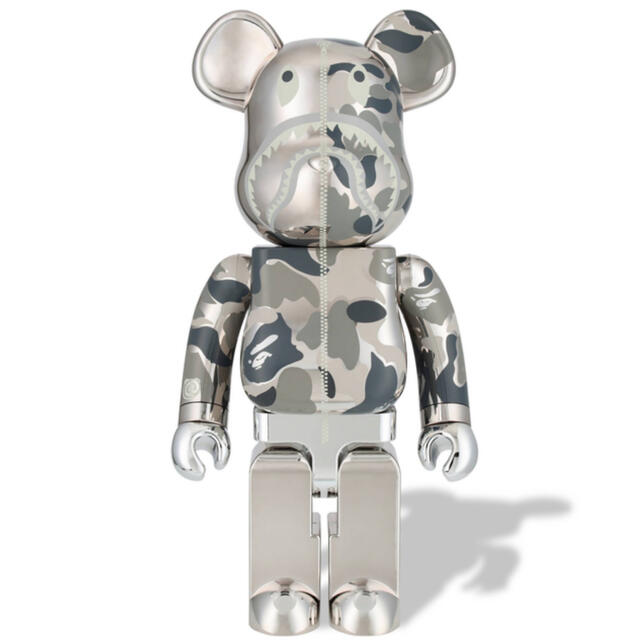 ベアブリックBE@RBRICK BAPE(R) CAMO SHARK1000% SILVER