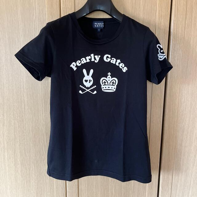 PEARLY GATES(パーリーゲイツ)の✨値下げ✨【PEARLY GATES】Tシャツ　ブラック　1 レディースのトップス(Tシャツ(半袖/袖なし))の商品写真